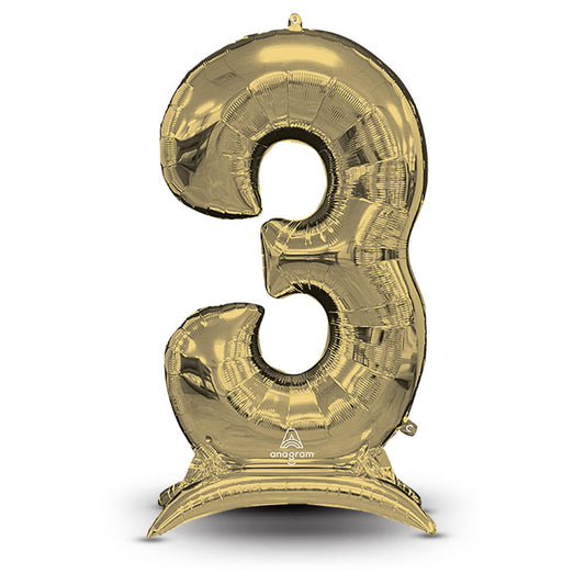 53 inch STAND-UP NUMBERZ 3 - WHITE GOLD (AIR-FILL ONLY) | USA Decoration®