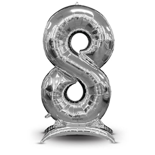 53 inch STAND-UP NUMBERZ 8 - SILVER (AIR-FILL ONLY) | USA Decoration®