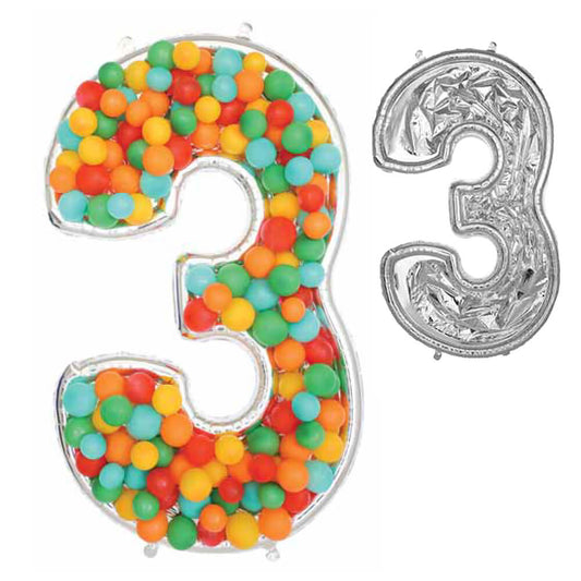 54 inch BALLOONFORMZ MOSAIC NUMBER 3 - SILVER | USA Decoration®