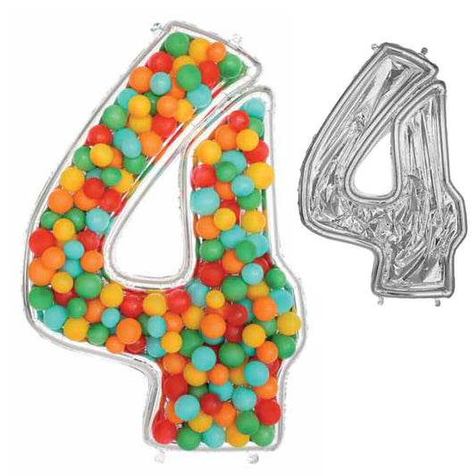 54 inch BALLOONFORMZ MOSAIC NUMBER 4 - SILVER | USA Decoration®