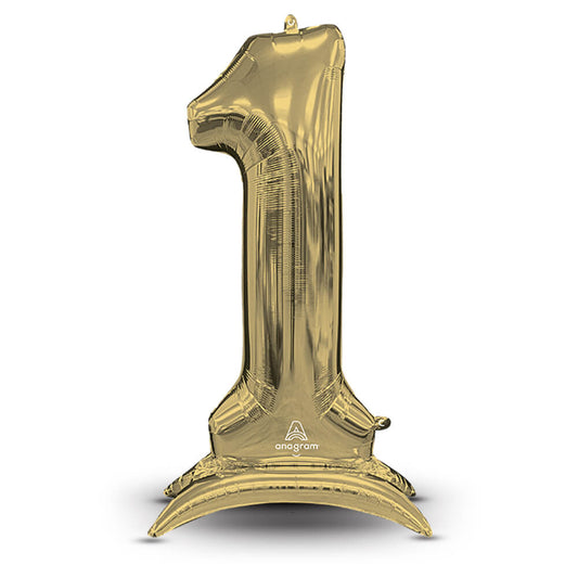 54 inch STAND-UP NUMBERZ 1 - WHITE GOLD (AIR-FILL ONLY) | USA Decoration®
