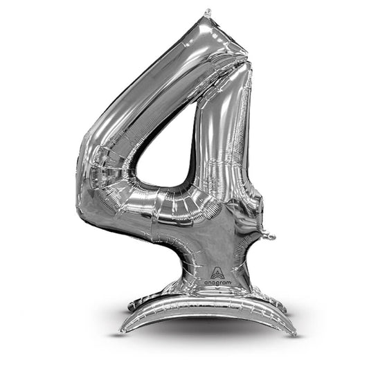 54 inch STAND-UP NUMBERZ 4 - SILVER (AIR-FILL ONLY) | USA Decoration®