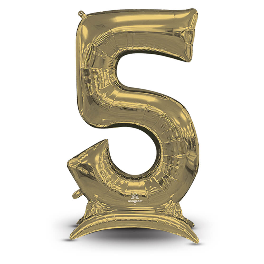 54 inch STAND-UP NUMBERZ 5 - WHITE GOLD (AIR-FILL ONLY) | USA Decoration®