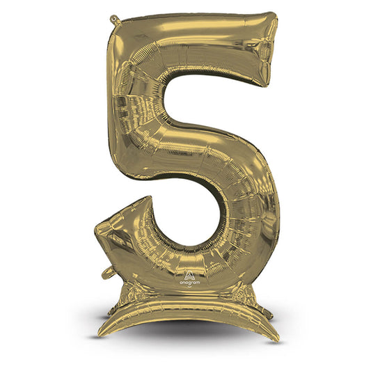 54 inch STAND-UP NUMBERZ 5 - WHITE GOLD (AIR-FILL ONLY) | USA Decoration®