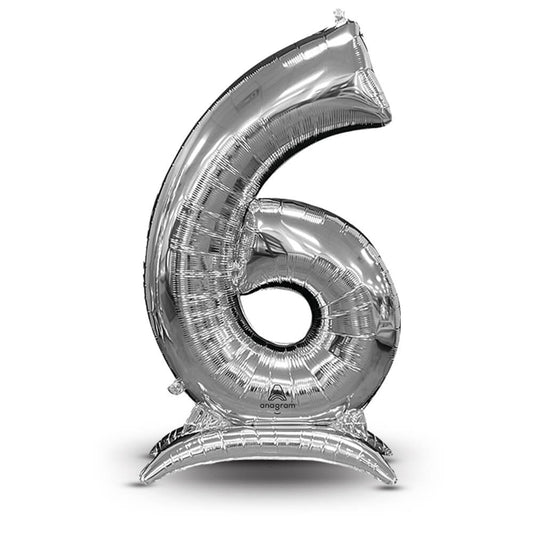 54 inch STAND-UP NUMBERZ 6 - SILVER (AIR-FILL ONLY) | USA Decoration®