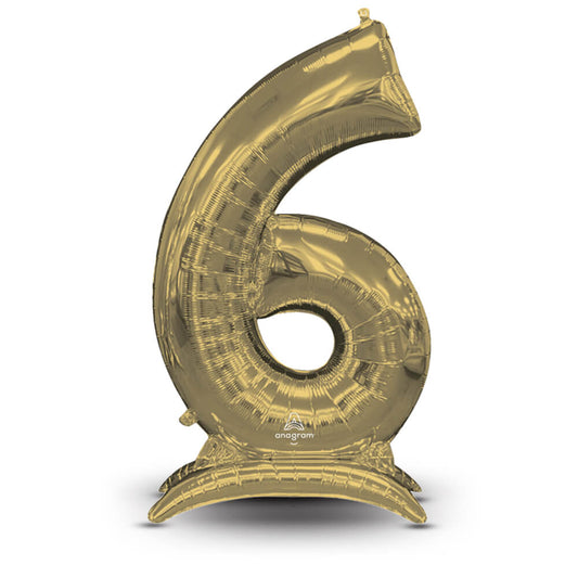 54 inch STAND-UP NUMBERZ 6 - WHITE GOLD (AIR-FILL ONLY) | USA Decoration®
