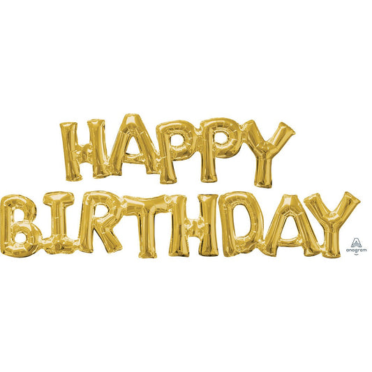 BLOCK PHRASE: ?HAPPY BIRTHDAY" - GOLD (AIR-FILL ONLY) | USA Decoration®