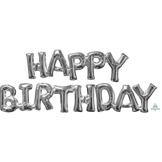 BLOCK PHRASE: ?HAPPY BIRTHDAY" - SILVER (AIR-FILL ONLY) | USA Decoration®