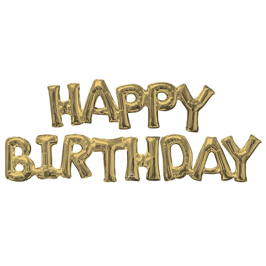 BLOCK PHRASE ?HAPPY BIRTHDAY" WHITE GOLD (AIR-FILL ONLY) | USA Decoration®
