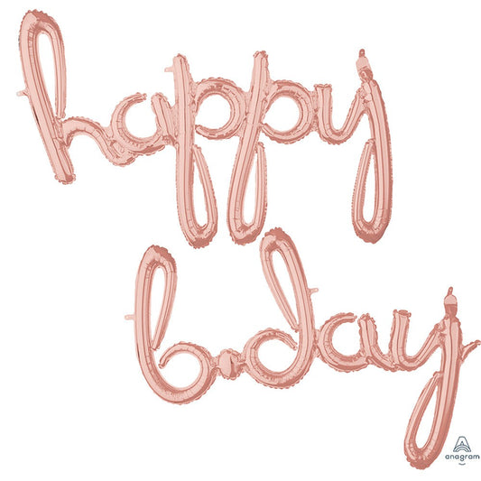 SCRIPT PHRASE: ?HAPPY BDAY" - ROSE GOLD (AIR-FILL ONLY) | USA Decoration®