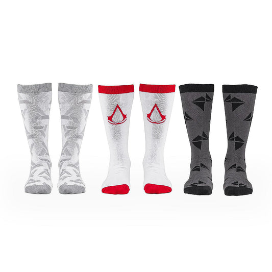 Assassins Creed Icons Mens Crew Socks Video Game Socks 3 Pairs Size 9-12 | USA Decoration®