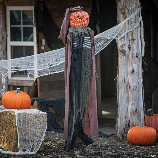 6 Ft. Standing Animated Evil Pumpkin Man Halloween Decoration | USA Decoration®
