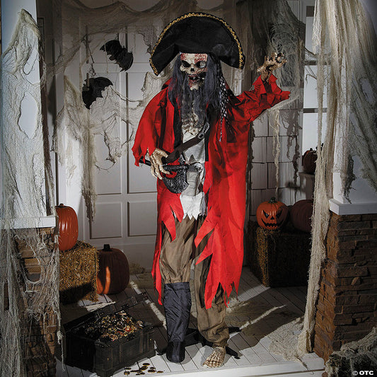 6 Ft. Pirate Skeleton Animated Prop Standing Halloween Decoration | USA Decoration®