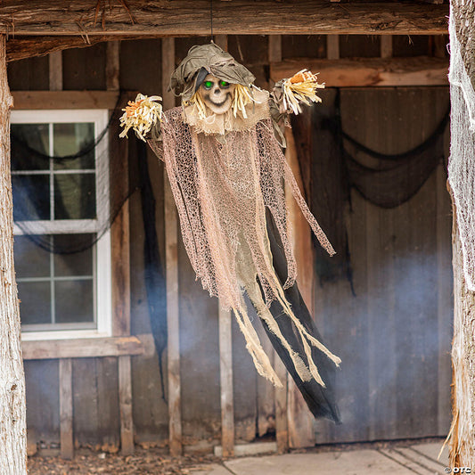 43 1/4" x 6 Ft. 10 3/4" Light-Up Hanging Skeleton Scarecrow Halloween Decoration | USA Decoration®