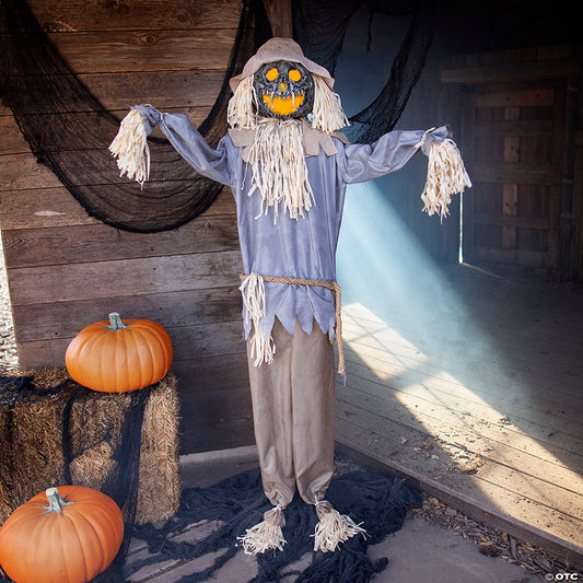 1 Piece(s): 5 Ft. 6" Standing Animated Ghoulish Pumpkin Scarecrow Halloween Decoration | USA Decoration®