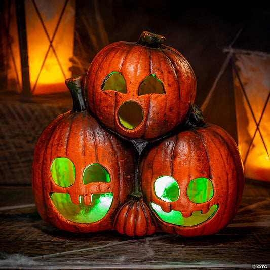 1 Piece(s): 11 1/2" x 10 3/4" Light-Up Jack-O’-Lantern Trio Halloween Decoration | USA Decoration®