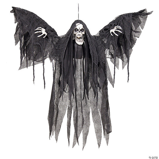 39 1/4" x 35 1/2" Hanging Winged Reaper Animated Prop Halloween Decoration | USA Decoration®