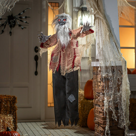 31 1/2" x 47 1/4" Hanging Tattered Werewolf Animated Prop Halloween Decoration | USA Decoration®