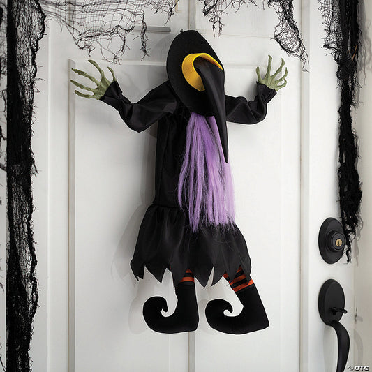 23 1/2" x 29 1/2" Hanging Crashed Witch Animated Prop Halloween Decoration | USA Decoration®