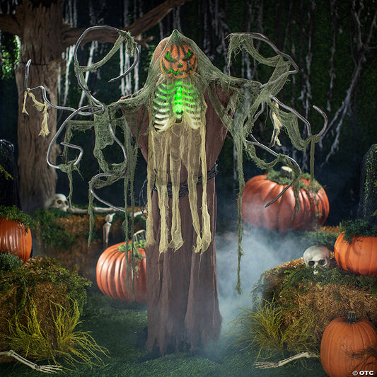 1 Piece(s): 7 Ft. 2 1/2" Light-Up Jack-O’-Lantern Man Animated Prop Standing Halloween Decoration | USA Decoration®