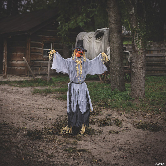 5 Ft. 8" Animated Head Turning Pumpkin Scarecrow Halloween Decoration | USA Decoration®