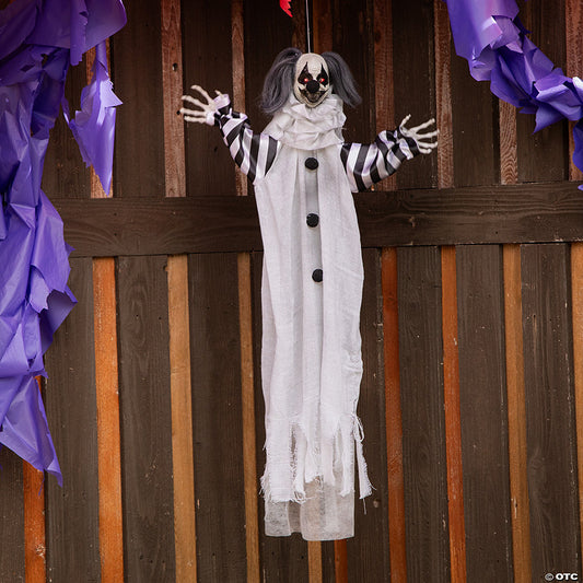 43 1/4" Black White Light-Up Clown Animated Prop Halloween Decoration | USA Decoration®