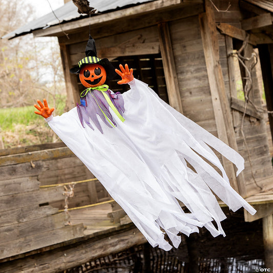47 1/4" Hanging Smiling Pumpkin Scarecrow Animated Prop Halloween Decoration | USA Decoration®