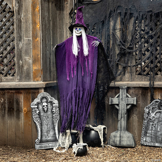 6 Ft. Hanging Light-Up Eyes Skeletal Witch Halloween Decoration | USA Decoration®