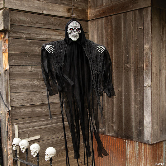 47 1/4" Hanging Light-Up Skeletal Reaper Animated Prop Halloween Decoration | USA Decoration®