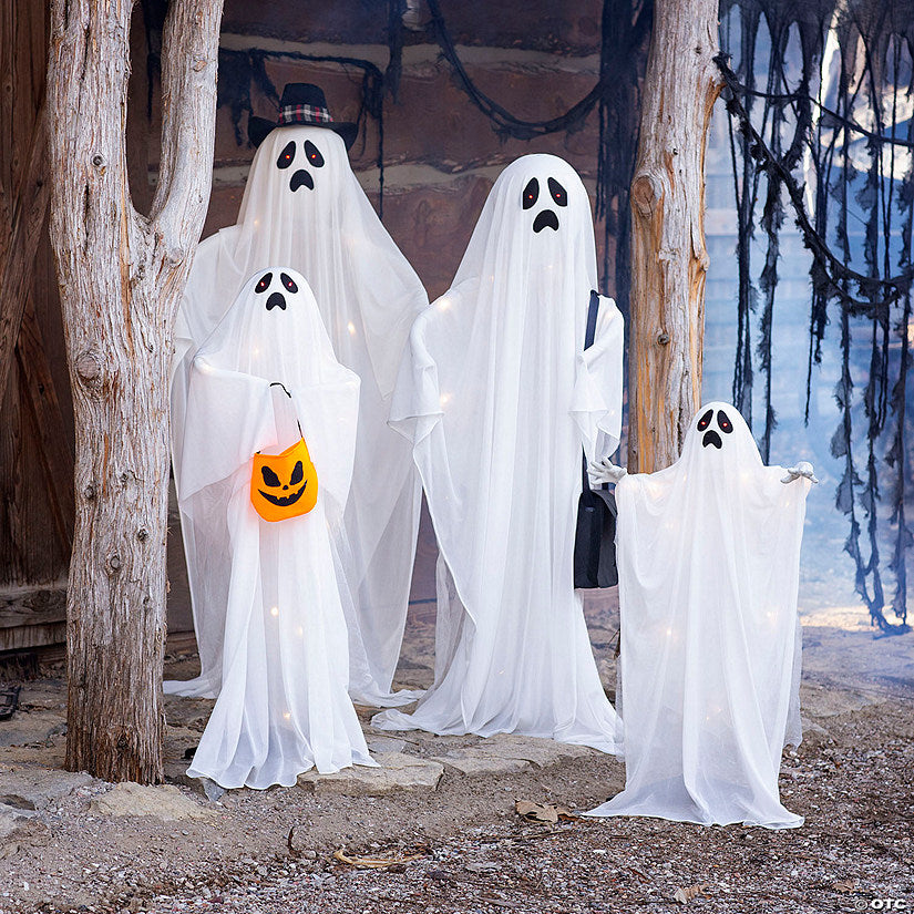 5 Ft. 2 3/4" Light-Up Ghost Family Standing Halloween Decorations - 4 Pc. | USA Decoration®