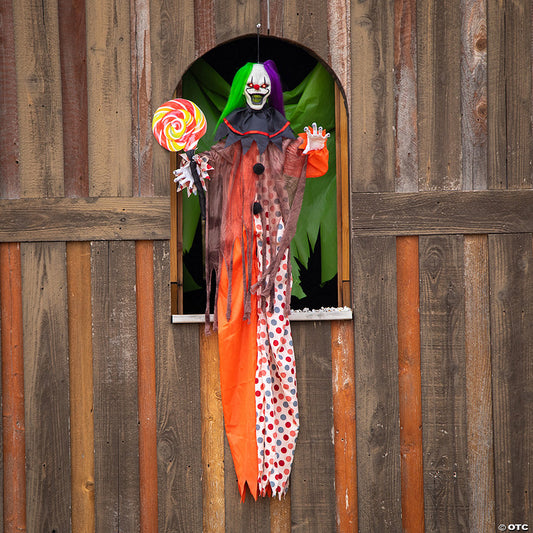 4 Ft. 5 1/4" Hanging Light-Up Clown Animated Prop Halloween Decoration | USA Decoration®