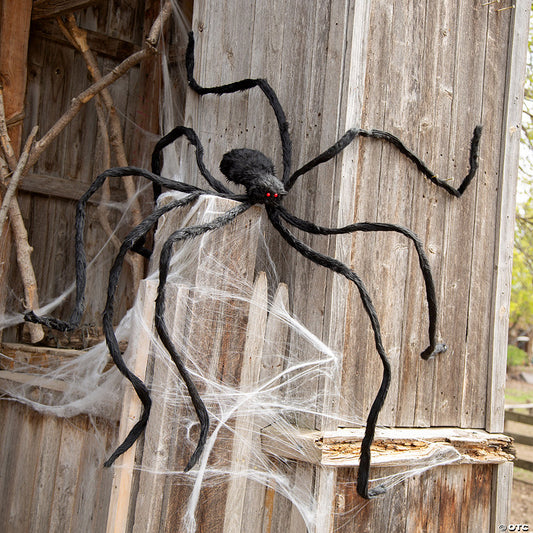 7 1/2 Ft. x 2 3/4" Furry Black Spider Poasable Halloween Decoration | USA Decoration®