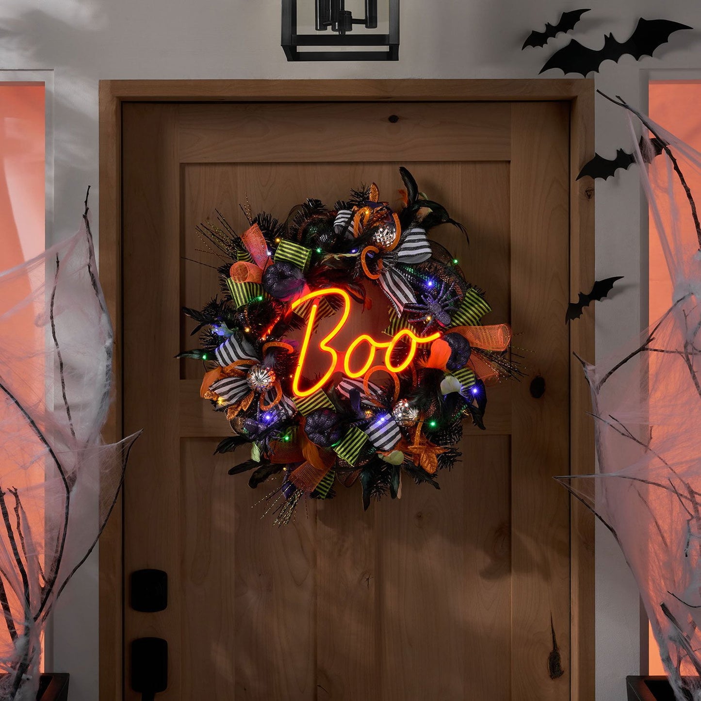Member's Mark 26" Pre-Lit Neon BOO Wreath | USA Decoration®