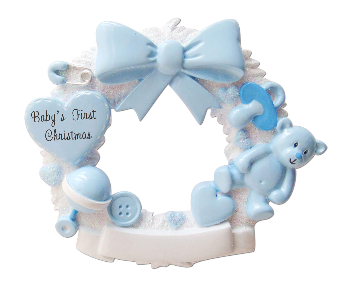 3" Baby Boy Wreath Customizable Ornament