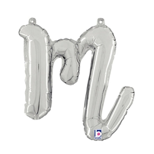 14 inch SCRIPT LETTER M - SILVER (AIR-FILL ONLY) | USA Decoration®