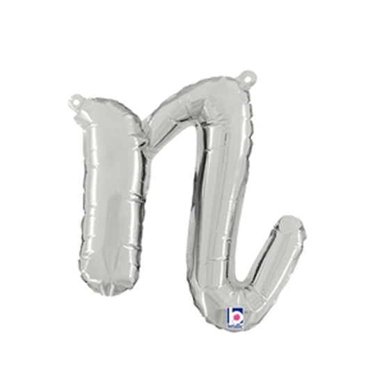 14 inch SCRIPT LETTER N - SILVER (AIR-FILL ONLY) | USA Decoration®