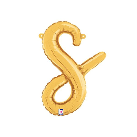 14 inch SCRIPT LETTER S - GOLD (AIR-FILL ONLY) | USA Decoration®