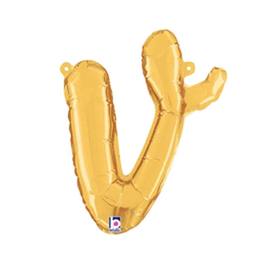 14 inch SCRIPT LETTER V - GOLD (AIR-FILL ONLY) | USA Decoration®