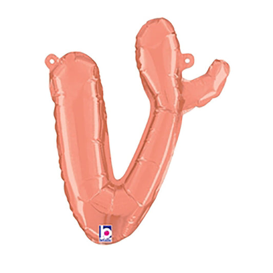 14 inch SCRIPT LETTER V - ROSE GOLD (AIR-FILL ONLY) | USA Decoration®