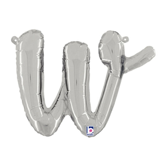 14 inch SCRIPT LETTER W - SILVER (AIR-FILL ONLY) | USA Decoration®