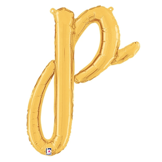 24 inch SCRIPT LETTER P GOLD (AIR-FILL ONLY) | USA Decoration®