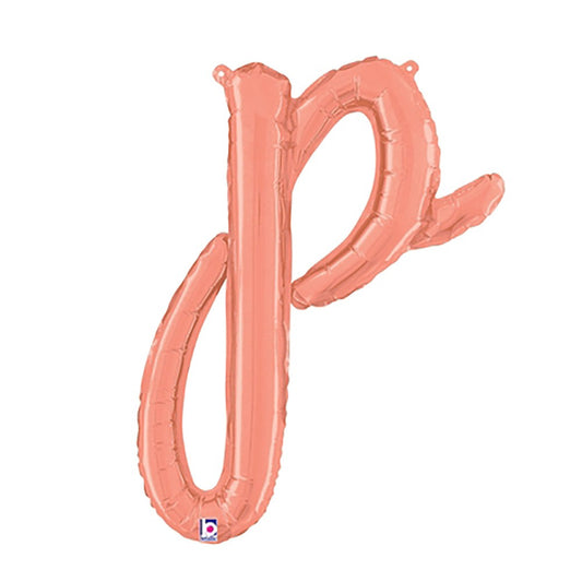 24 inch SCRIPT LETTER P - ROSE GOLD (AIR-FILL ONLY) | USA Decoration®
