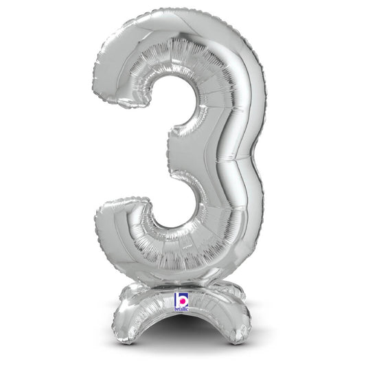 25 inch STANDUPS NUMBER 3 - SILVER (AIR-FILL ONLY) | USA Decoration®