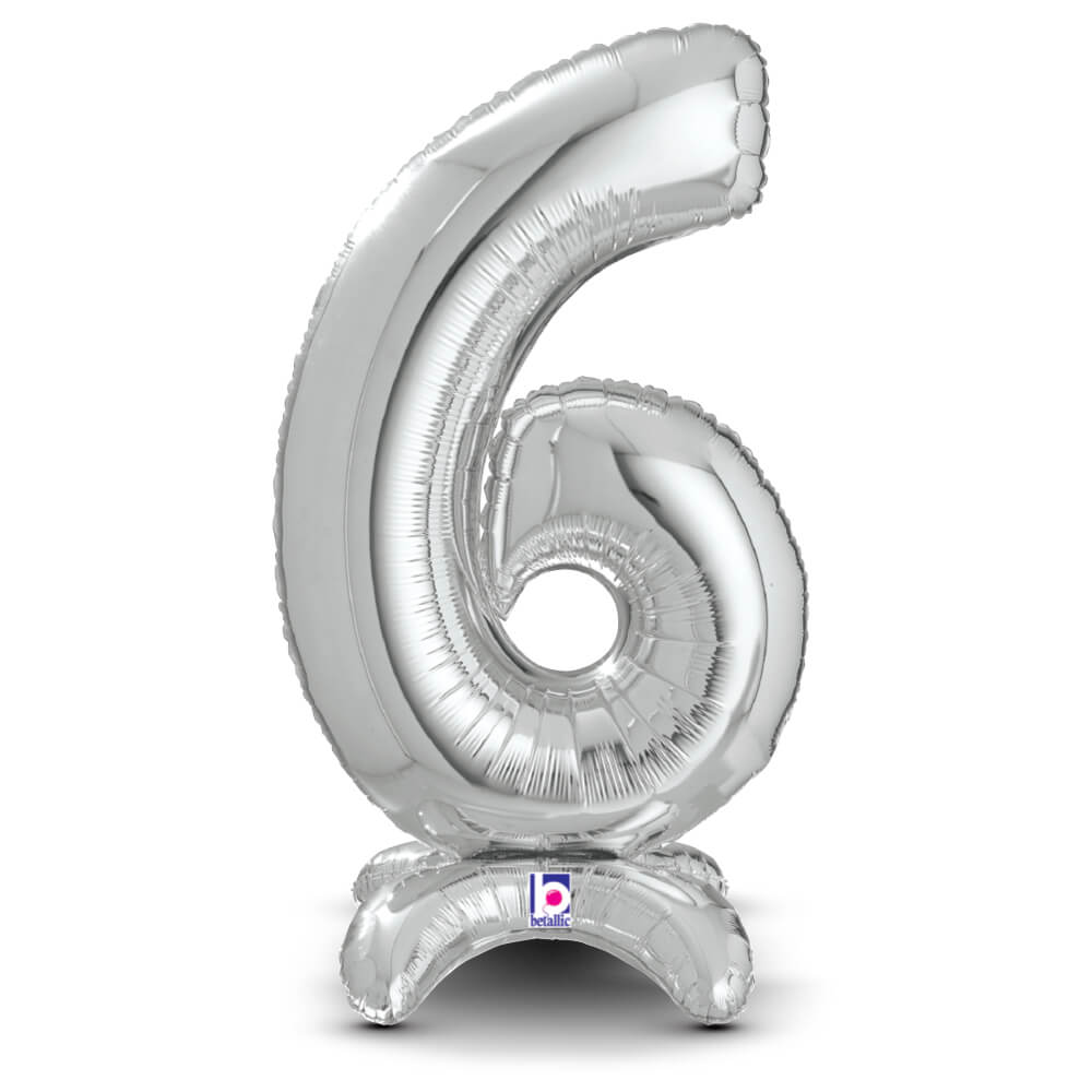 25 inch STANDUPS NUMBER 6 - SILVER (AIR-FILL ONLY) | USA Decoration®