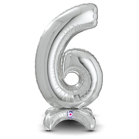25 inch STANDUPS NUMBER 6 - SILVER (AIR-FILL ONLY) | USA Decoration®