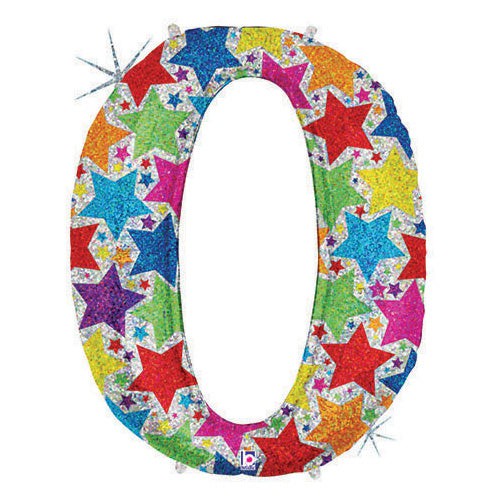 40 inch NUMBER 0 - HOLOGRAPHIC DESIGNER MEGALOON | USA Decoration®