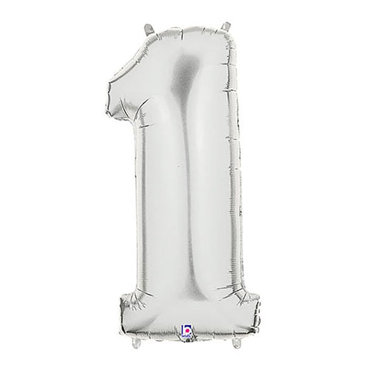40 inch NUMBER 1 - SILVER MEGALOON | USA Decoration®
