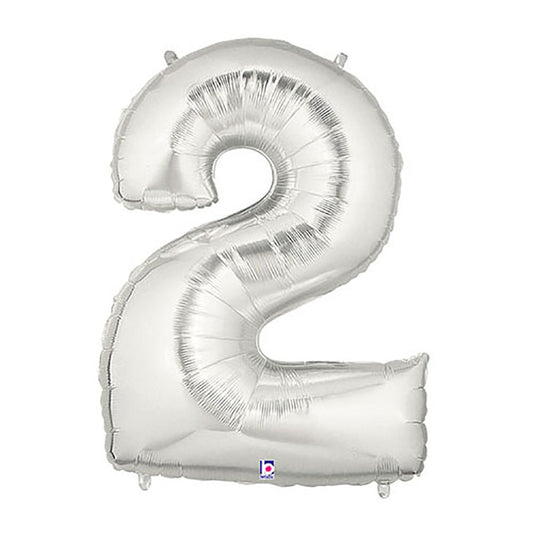 40 inch NUMBER 2 - SILVER MEGALOON | USA Decoration®