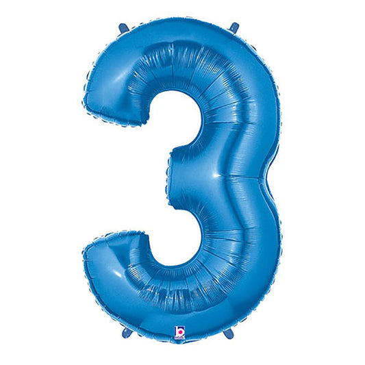 40 inch NUMBER 3 - BLUE MEGALOON | USA Decoration®