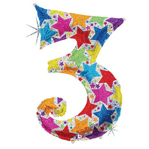 40 inch NUMBER 3 - HOLOGRAPHIC DESIGNER MEGALOON | USA Decoration®